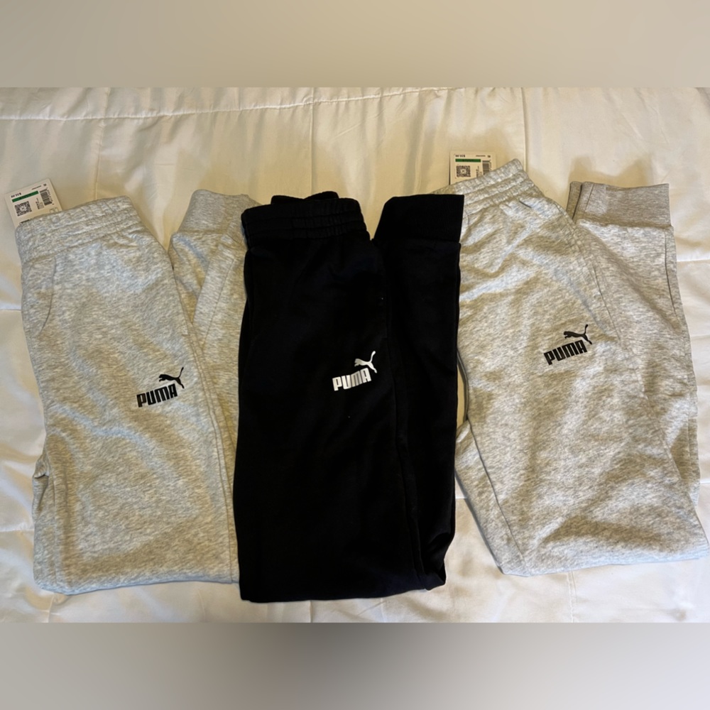 Puma Joggers Black and 2 Gray lightweight Cotton (No Fleece) NEW NWT